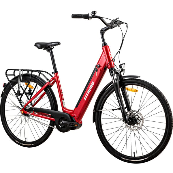 FitNord Classic 500 Elcykel 2023, röd (630 Wh högkapacitetsbatteri)