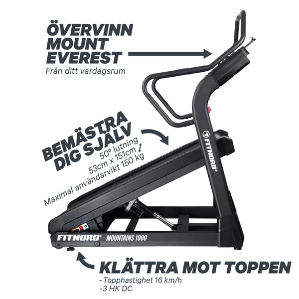 FitNord Mountains 1000 Löpband *SMÖRJFRI* 3