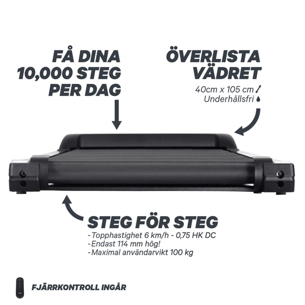 FitNord Walk 100 Gåband / Walkingpad *SMÖRJFRI* 3
