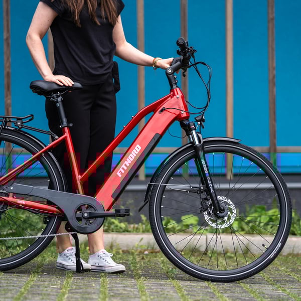 FitNord Ava 300 Elcykel 2024, röd (720 Wh batteri)