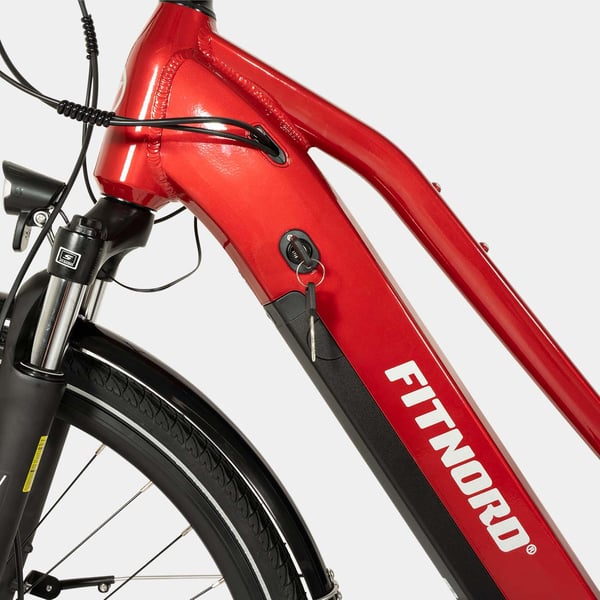 FitNord Ava 300 Elcykel 2024, röd (720 Wh batteri)