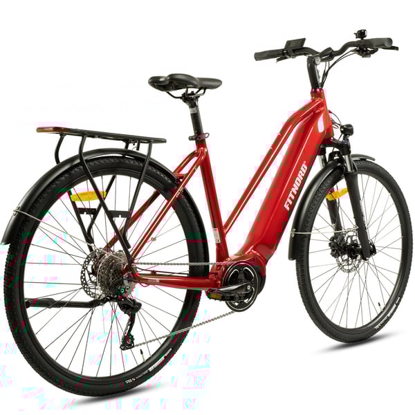 FitNord Ava 500 Compact Elcykel, röd (630 Wh batteri)  med ytterligare ett års garanti