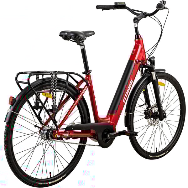 FitNord Classic 500 Elcykel 2023, röd (630 Wh högkapacitetsbatteri)