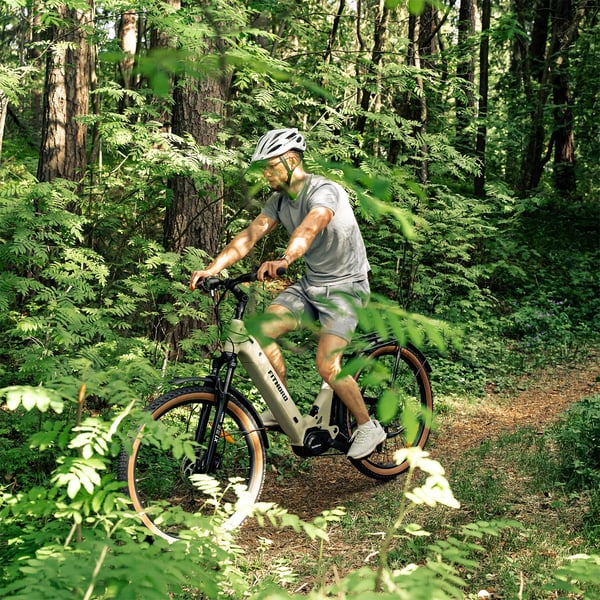 FitNord Venture 700FS DesertMax Elcykel, matt sand, Ram 48 cm, däck 27,5", batteri 720 Wh