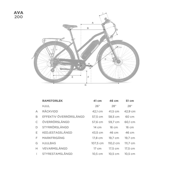FitNord Ava 200 Elcykel 2024, svart (540 Wh batteri)