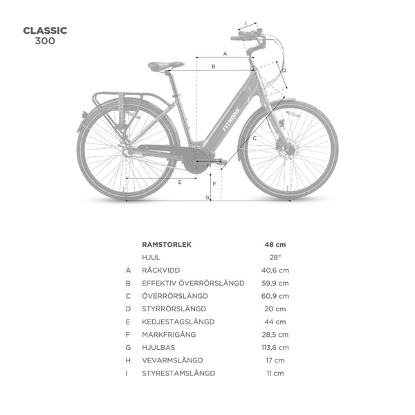 FitNord Classic 300 Elcykel 2024, vit (504 Wh batteri)