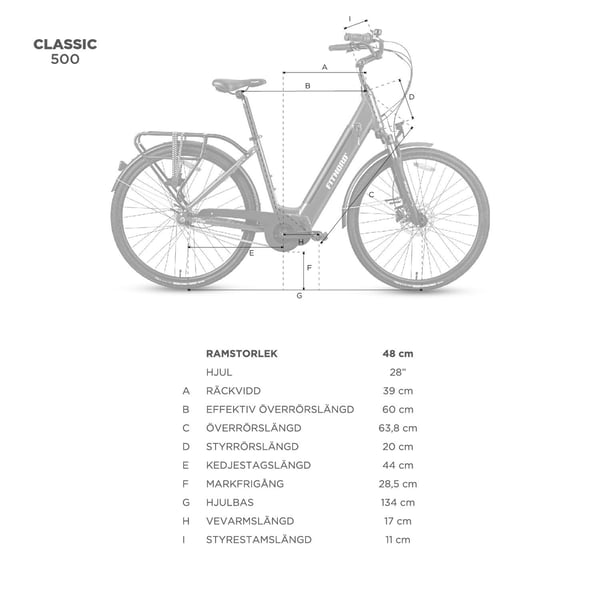 FitNord Classic 500 Elcykel, Svart (612 Wh högkapacitetsbatteri)
