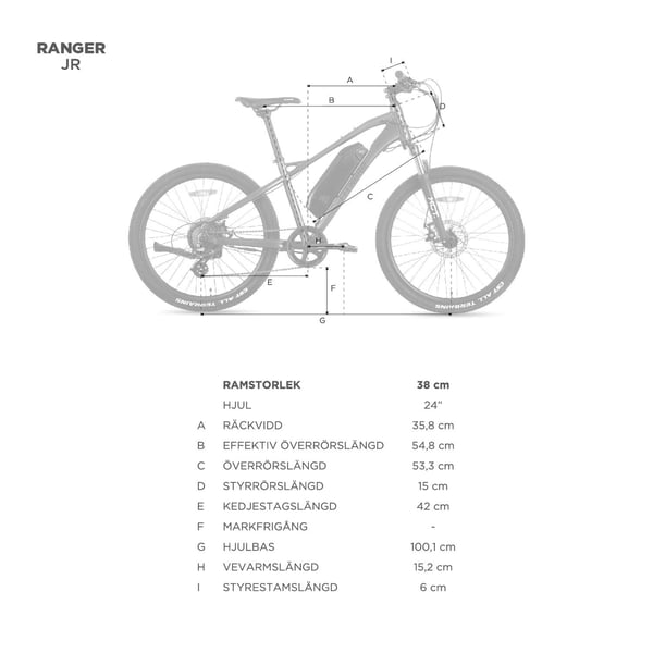 FitNord Ranger Jr Elmountainbike, svart (360 Wh batteri)