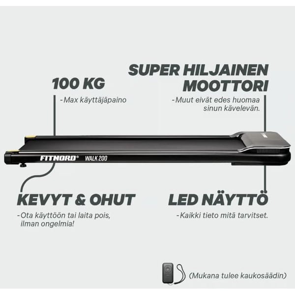 FitNord Walk 200 Gåband / Walkingpad *SMÖRJFRI*