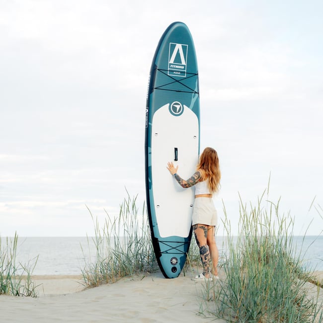 FitNord Aqua 330 SUP-br&auml;dset, KEMI (vit-svart), med glasfiberpaddel