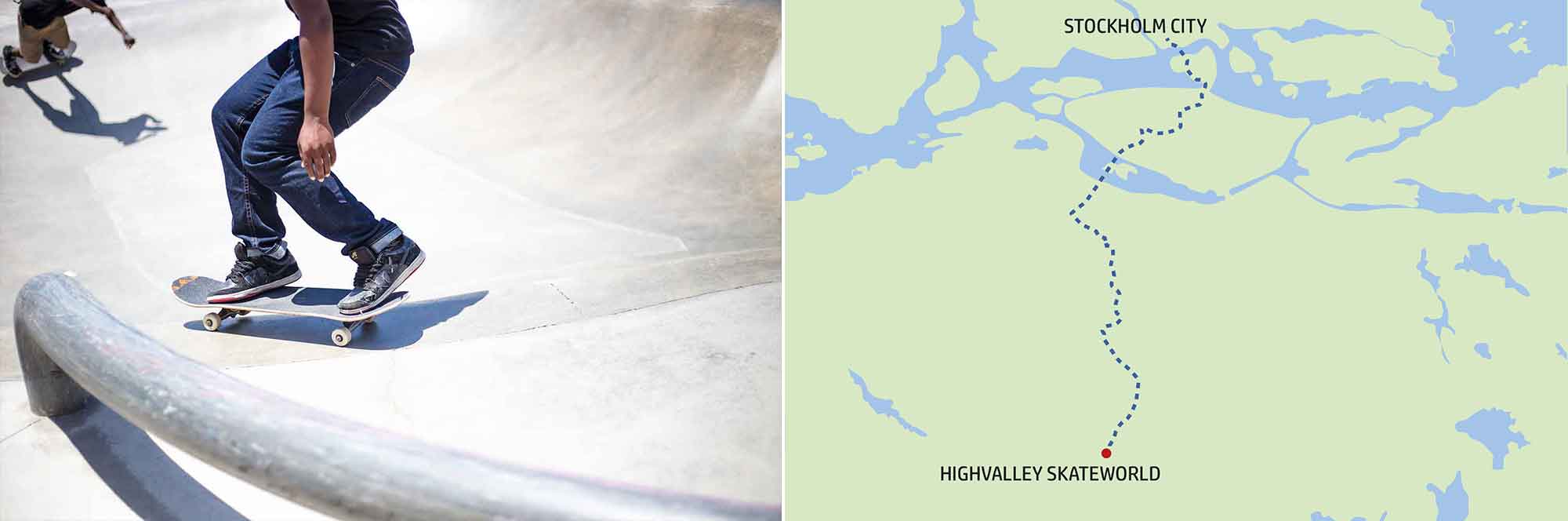 Highvalley Skateworld, färdväg