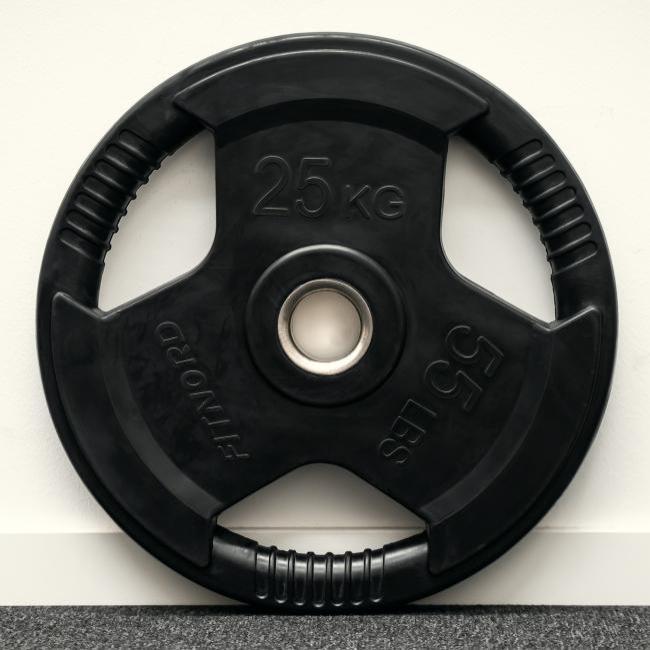 Viktskiva 25 kg, FitNord Tri-Grip Svart G2