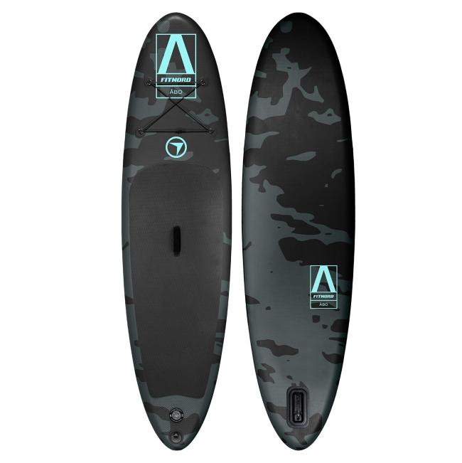 FitNord Aqua Lite SUP-br&auml;dset, &Aring;bo (svart-turkos), med aluminiumpaddel