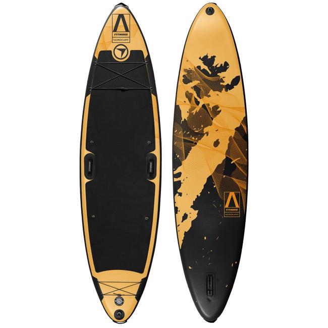 FitNord Aqua Leaf 340 SUP-br&auml;dset, Nordkapp (svart-gul), med kolfiberpaddel