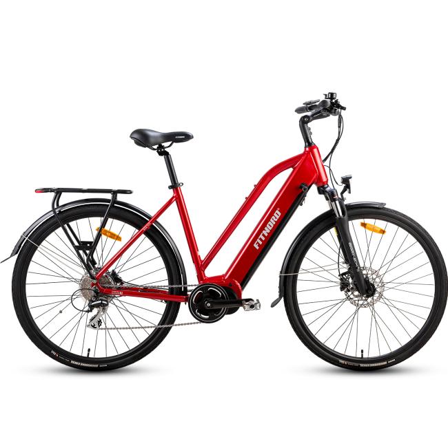 FitNord Ava 500 Compact Elcykel, röd (630 Wh batteri)