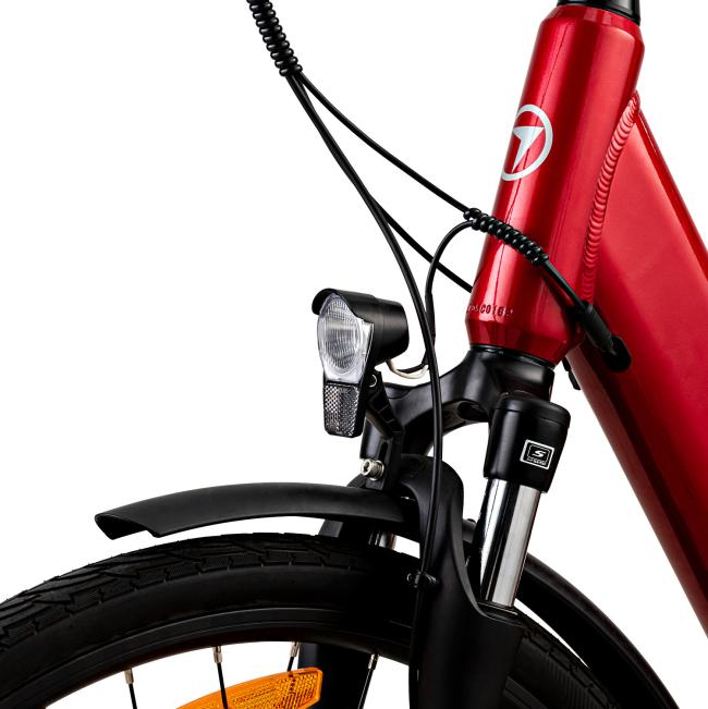 FitNord Classic 500 Elcykel 2023, röd (630 Wh högkapacitetsbatteri)