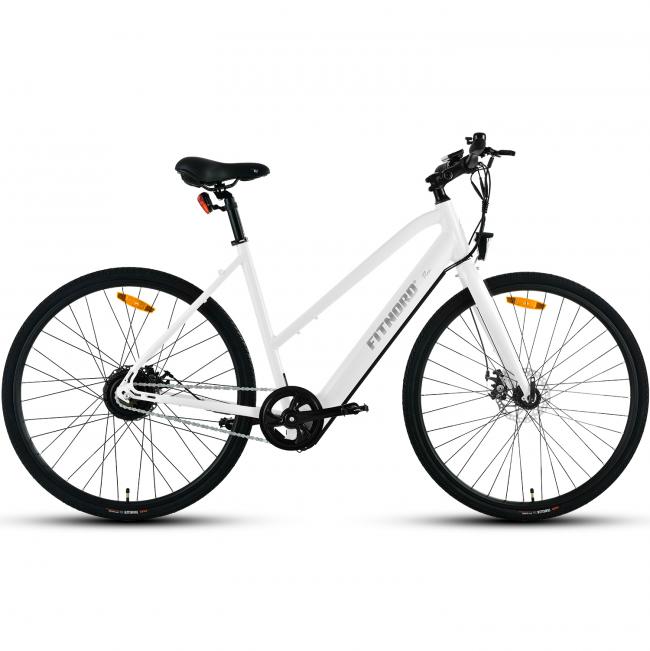 FitNord Flow Single Speed ​​Elcykel Vit (280 Wh batteri)