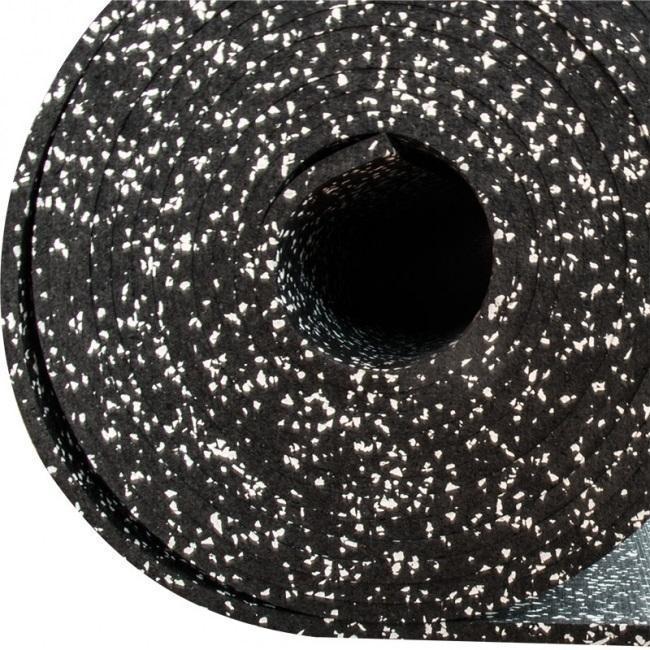 FitNord Gummimatta svart 6 mm (10m rulle), med vita prickar