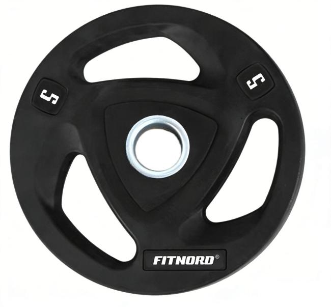 FitNord Viktskiva 5kg, Tri-Grip Black
