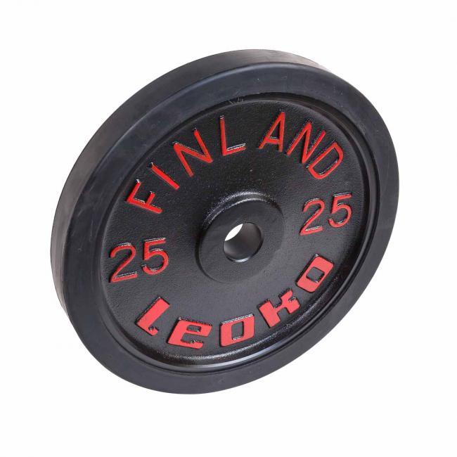 LEOKO Viktskiva 25 kg, svart träningsviktskiva med gummikant