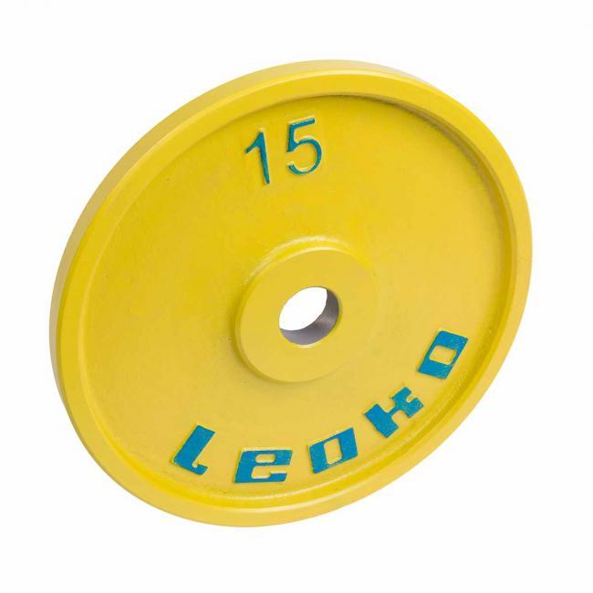 LEOKO viktskiva i metall 15 kg, IPF-godkänd för styrkelyft