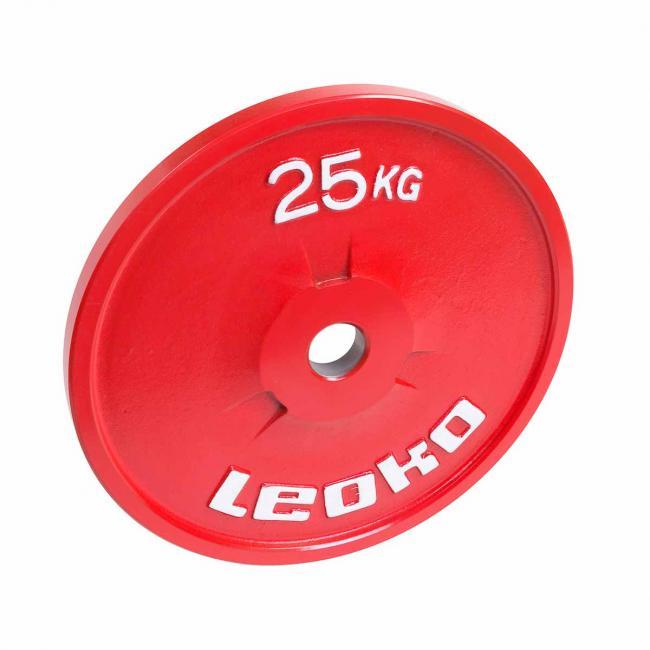 LEOKO metallviktskiva 25 kg, IPF-certifierad för styrkelyft
