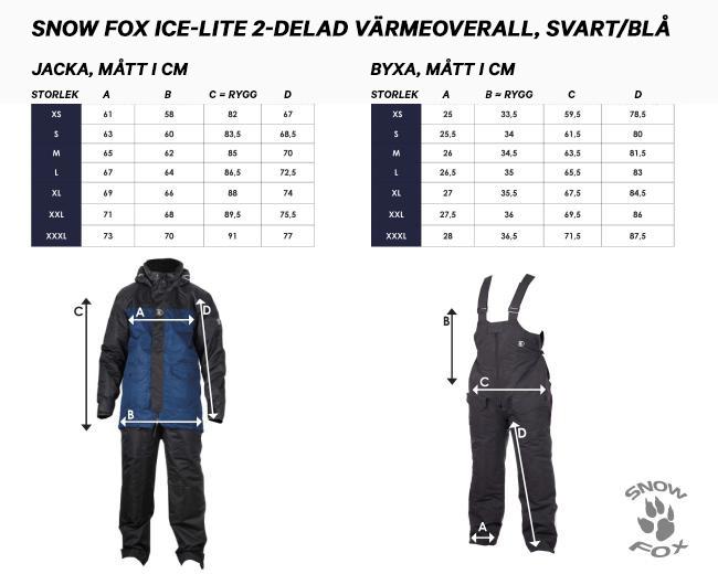 Snow Fox ICE-LITE 2-delad värmeoverall svart/blå